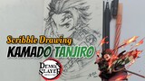 Cara menggambar Kamado Tanjiro dengan Teknik Scribble Art