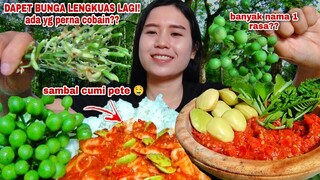 MAKAN JENGKOL MENTAH CUMI PETE SAMBEL LALAPAN BUNGA LENGKUAS CEMPOKAK DAUN KENCUR#lalapanmentah