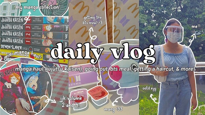 🍭 daily vlog | mini manga haul (jujutsu kaisen), going out, & bts meal | philippines 🐸