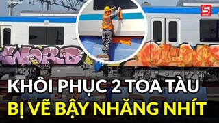 Đã khôi phục 2 toa tàu bị vẽ bậy của tuyến metro số 1 TP.HCM