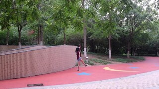 Trying to imitate Star-Lord's dance in the neighborhood