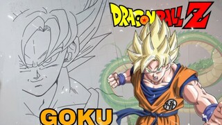 menggambar anime dragonball, son goku