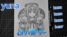 menggambar yuna kuma kuma kuma bear. speed drawing