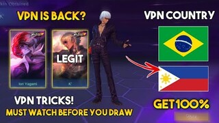 VPN TRICKS TICKETS WORKING?! KOF ENCORE EVENT (FREE SKIN) | MOBILE LEGENDS BANG BANG