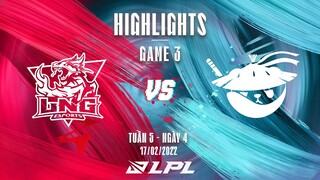 LNG vs AL | Highlights - Game 3 | Tuần 5 Ngày 4 | LPL Mùa Xuân 2022