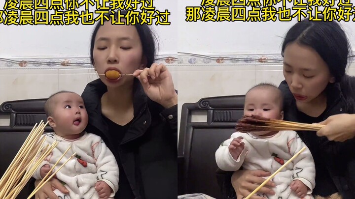 Baby refuses to sleep at 4 a.m., driving mom crazy — so mom orders a table full of food as revenge: 