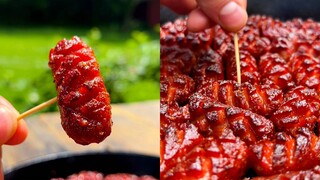 Home oven can be done, simulate the flavor of the honey glazed "pine cone" hot dog smoker