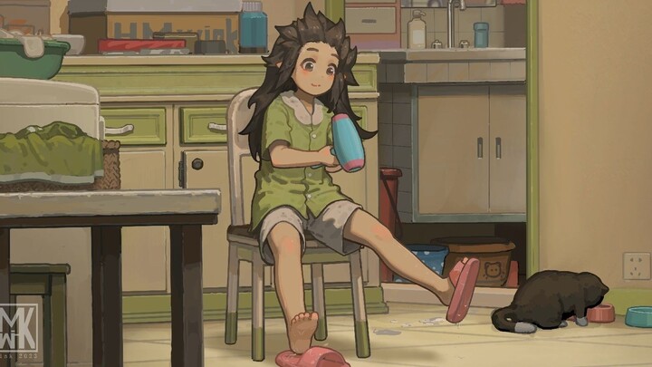 เด็กหญิงวัย 13 ปีคนหนึ่งอาบน้ำเสร็จแล้วเป่าผมจนดูเหมือนตัวการ์ตูน “เสี่ยวซีจี”