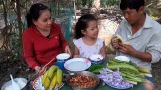 Tép Bạc Ram Mặn Ăn Cùng Chuối Già Chín Cây Bữa Cơm Đơn Giản Mà Ngon| TKQ & Family T529