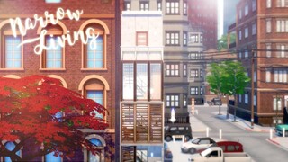 Narrow Living 🌆 🌉 | 3x6 Townhouse | The Sims 4 Tiny Living | Speed Build | CC Free + Download Links