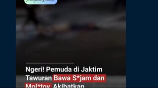 Satu orang tew*s akibat tawuran antar remaja yang menggunakan senj*ta taj*m dan b*m mol*tov di Jalan