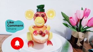 How To Make a Monkey playing drum from Fruits /Fruit & Vegetable art carving tutorial
