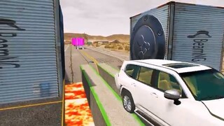 Flatbed Truck Mcqueen  _ Transportation with Truck - Pothole vs Car _477 - BeamN