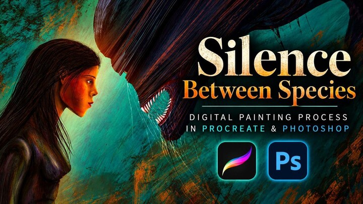 Silence Between Species | Digital Painting Process in Procreate & Photoshop