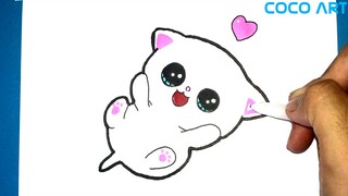 Hướng Dẩn Vẽ Và Tô Màu Con Mèo Con Đơn Giản | How To Draw a Cute Kitten Easy Step By Step
