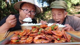 Countryside Recipe & Mukbang | Braised Prawns