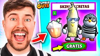 🔥 ¡Mr. Beast ME REGALA 8 SKINS SECRETAS! 😱 de Stumble Guys QUE NADIE TIENE 🧐