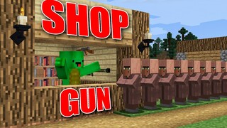 Opening a Super Gun Store in Minecraft (Maizen Mizen Mazien) jj and mikey