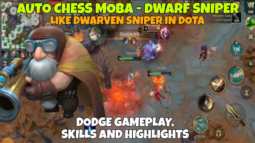 AUTO CHESS MOBA DWARF SNIPER - DODGE GAMEPLAYS ,SKILL AND