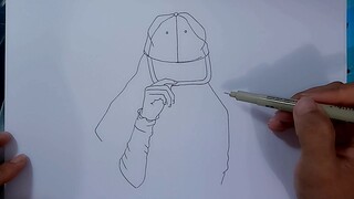 CARA MENGGAMBAR CEWEK BERHIJAB MEMAKAI TOPI
