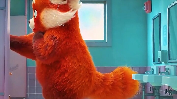 The girl transforms into a little panda whenever she gets excited.