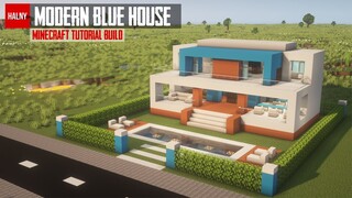 Modern blue house in Minecraft (Builder's Tutorial)