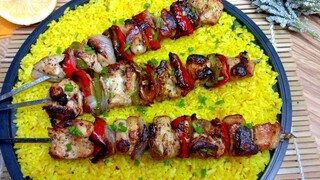 PAN FRY EASY CHICKEN KEBAB // CHICKEN KEBAB WITH TURMERIC RICE // CHUBBYTITA