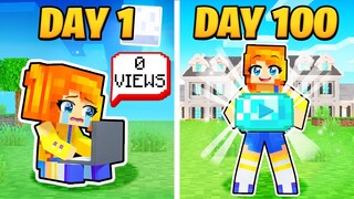 I Survived 100 DAYS as a YOUTUBER in Minecraft!