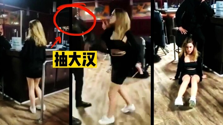 Gadis berambut pirang Rusia salah perhitungan! Menampar pria besar langsing, langsung ‘kalah’ dalam 
