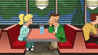 Futurama: The illicit love affair between robots and humans, Fry tearfully clears out his robot girl