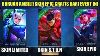 AMBIL SEKARANG!!! SKIN EPIC, LIMITED,DAN S.T.U.N GRATIS DARI EVENT TERBARU MLBB