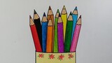 Cara menggambar pensil warna || Belajar nenggambar pensil warna warni