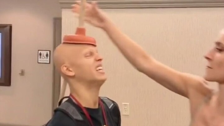 Bald friend: You little bastard!!!