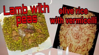 Lamb with Peas/ Olive rice With Vermicelli #Lebanese