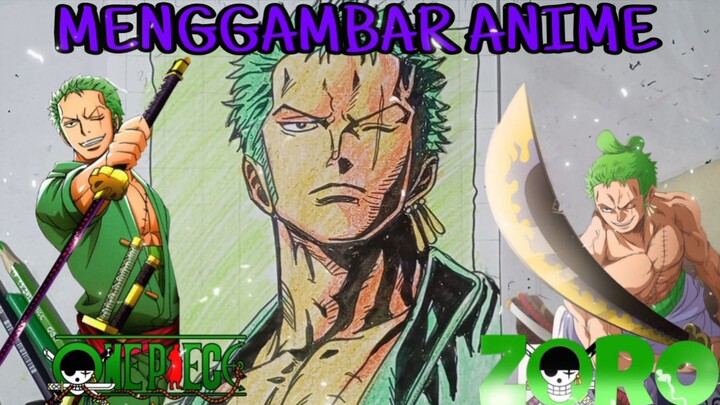 menggambar anime one piece, Zorro