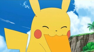 Pikachu bites tail to fight