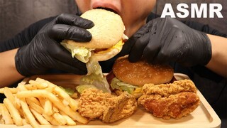 ASMR EATING BURGER KING TRIPLE WHOPPER JR, STEAK HOUSE WHOPPER, FRIED CHICKEN & FRENCH FRIES