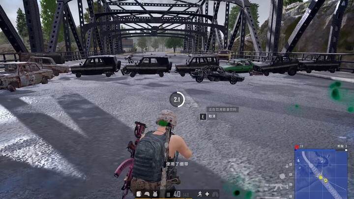 He’s setting up an array on the bridge again.