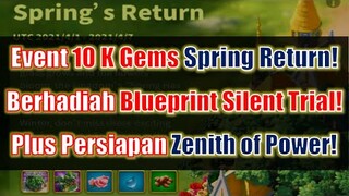 Event Spring Return Berhadiah Blueprint Silent Trial! & Persiapan Zenith! Rise of Kingdoms Indonesia