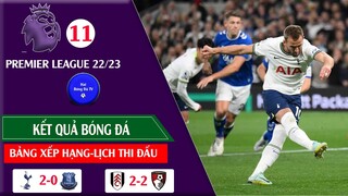 Kết quả Bóng đá Ngoại hạng anh vòng 11, Bảng xếp hạng Premier League 22/23