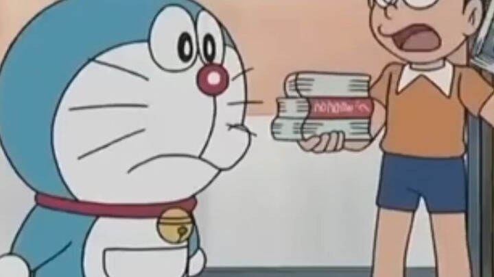 nobita mengajak doraemon belajar