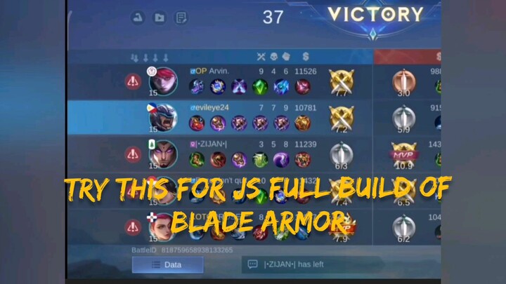 Johnson insane full blade armor build on mythic rank