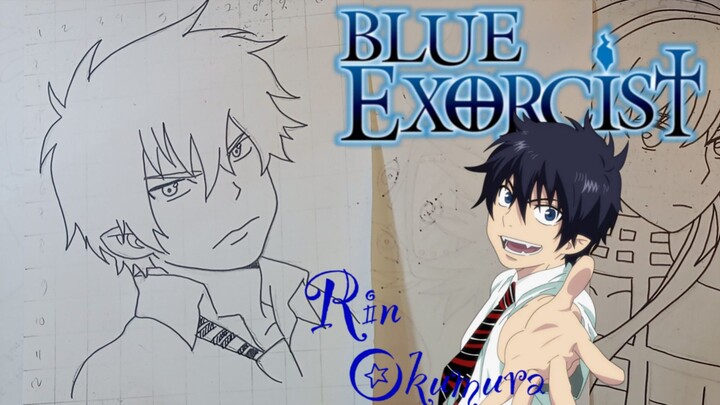 menggambar anime blue exorcist karakter Rin Okumura