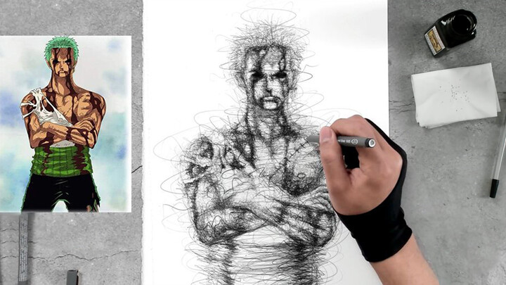 [Vẽ tranh] Dùng những nét lộn xộn vẽ khoảnh khắc siêu ngầu của Zoro