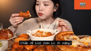 Ăn và cảm nhận món pizza phomai và cơm gà #anngon