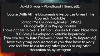 David Snyder – Vibrational Influence  Course Download