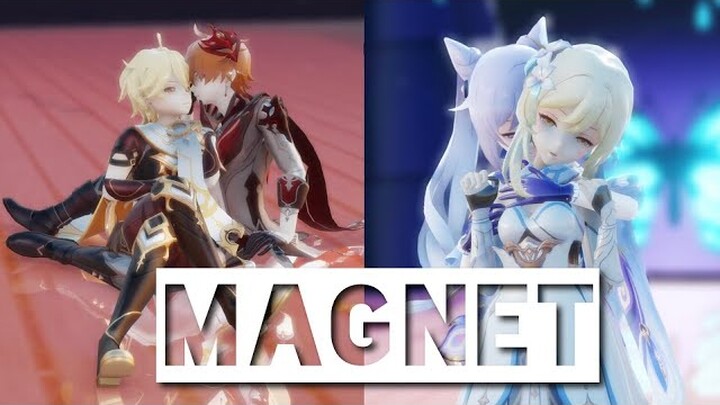 【MMD/Genshin Impact】 Magnet (Eng Sub) - Aether x Childe x Lumine x Keqing