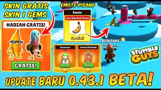 NEW UPDATE 0.43.1 BETA! EMOTE SPESIAL PISANG, STUMBLE PASS BARU, 2 SKIN GRATIS - Stumble Guys