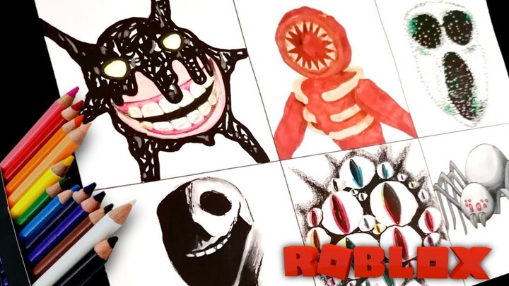 Dibujo los monstruos de ROBLOX DOORS - screech - figure - ambush - eyes - jack -