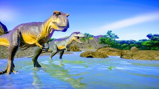 Albertosaurus & Allosaurus Hunting In Wetland Environment - Jurassic World Evolution